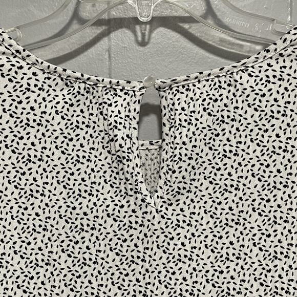 Adrianna Pappell Dotted Pleated Blouse Top Size Large White Office Career - Picture 6 of 6